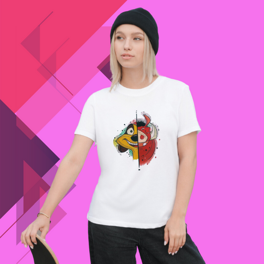 "Hakuna Matata with Our 'Timon & Pumba' Women's Printed White T-shirt