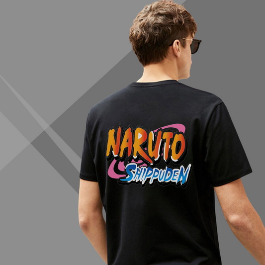 Naruto Printed Men's Black T-Shirt - Anime T-Shirt for Men's
